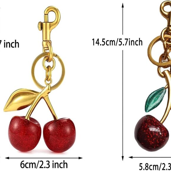 Versatile Cherry Bag Charm – Sparkling Imitation Pearl Gift for Stylish Women - Picture 2 of 6
